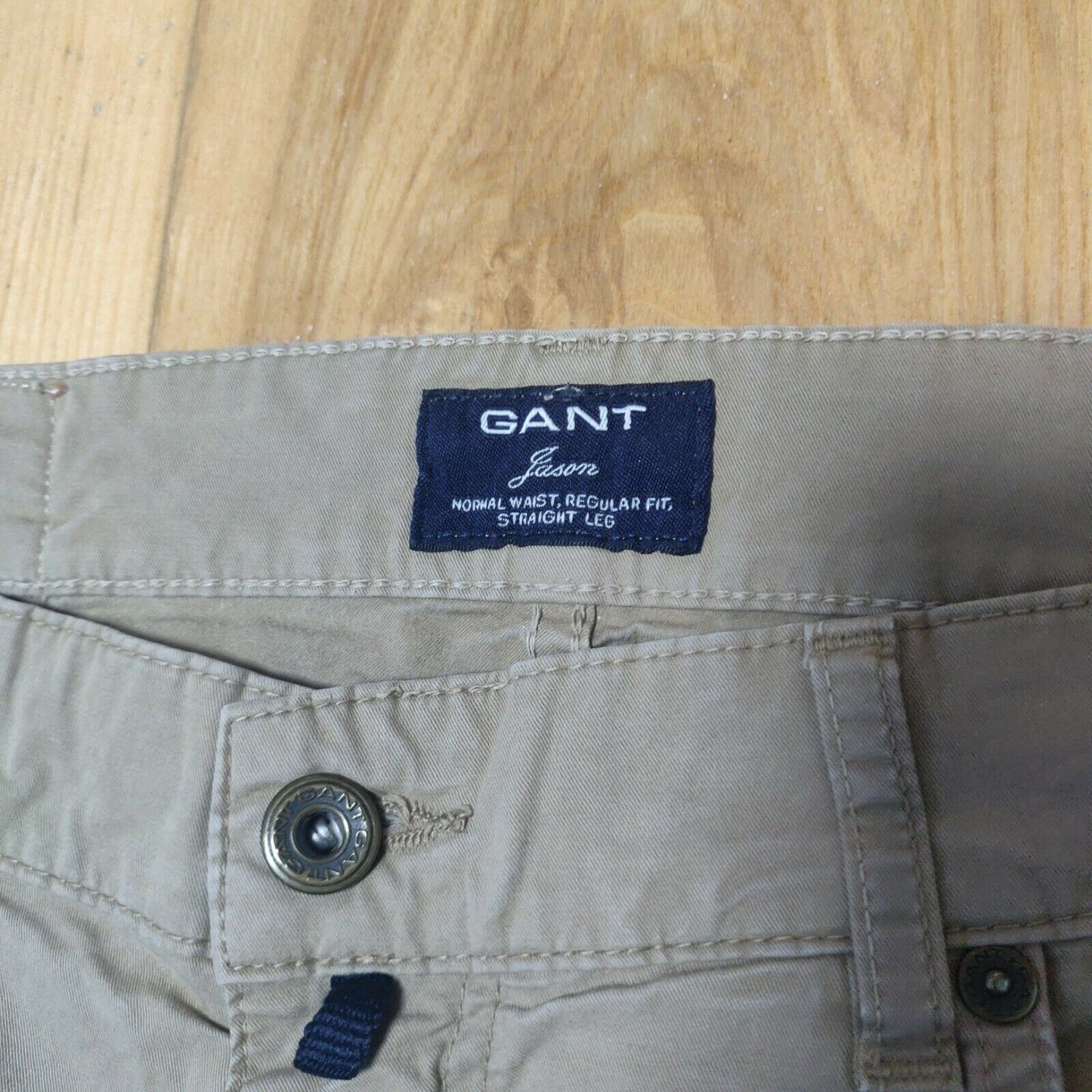 Gant Beige Chinos Trousers Regular Fit Men Size 34W/32L