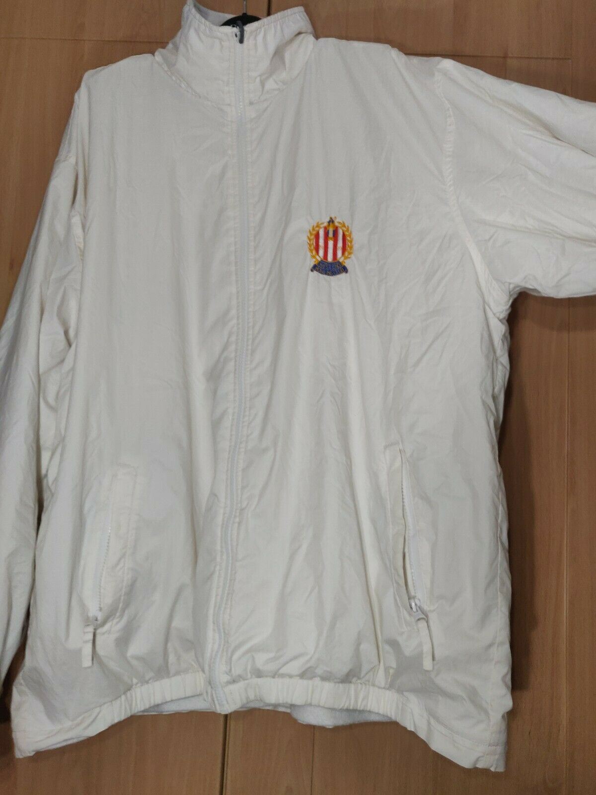 West End Bowling Club White hoodie vintage  Jacket Medium