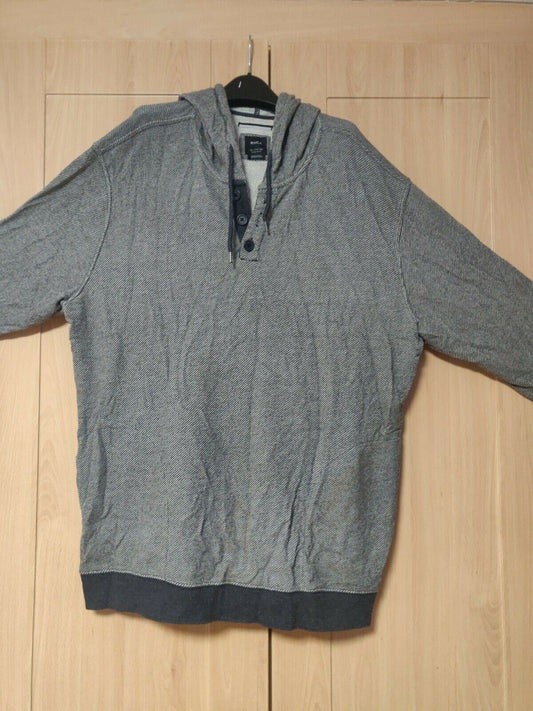 RVCA Grey Pullover Hoodie Long Sleeve 1/4 Button Men Size XXL
