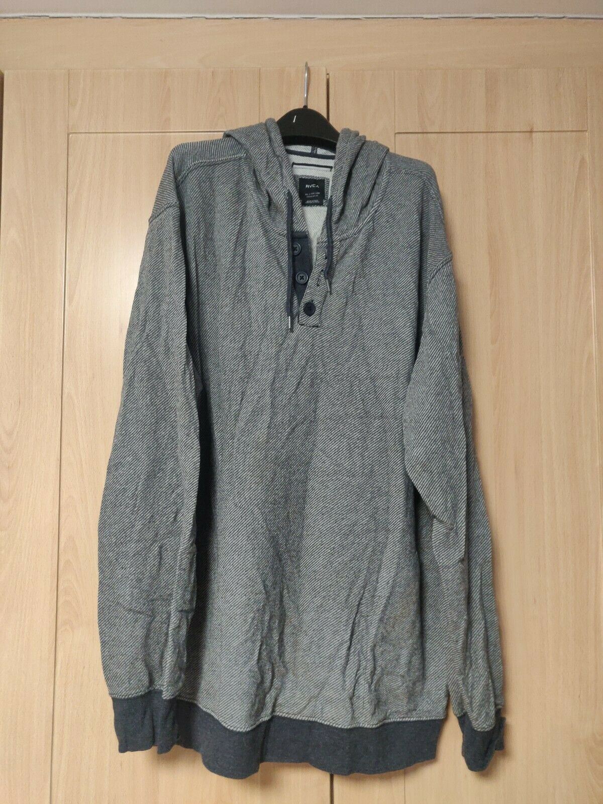 RVCA Grey Pullover Hoodie Long Sleeve 1/4 Button Men Size XXL