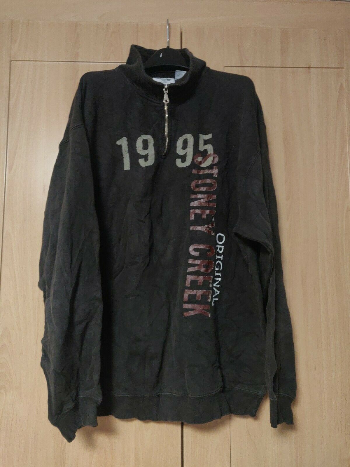 Vintage 1995 Genuine pigment dyed Black Sweatshirt Jumper 1/4 Zip Men Size Large