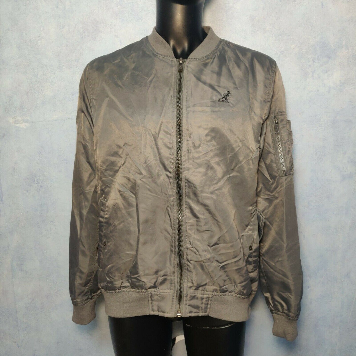 Kangol Grey Bomber Jacket Men Size XL
