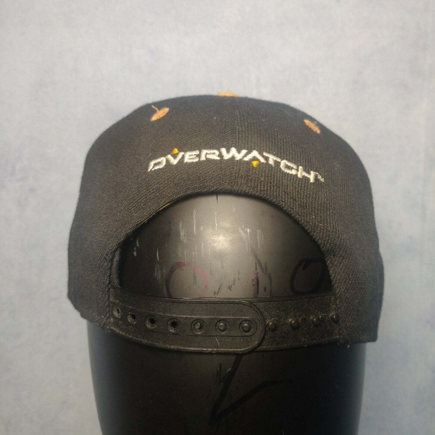 Overwatch Black Orange Baseball Cap White Logo Adults Adjustable Sizing