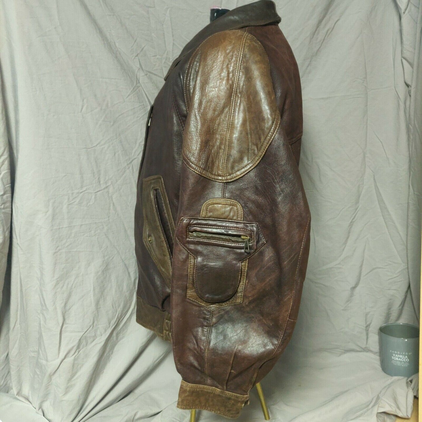 Vera Pelle Vintage Brown Leather Jacket Men Size Large