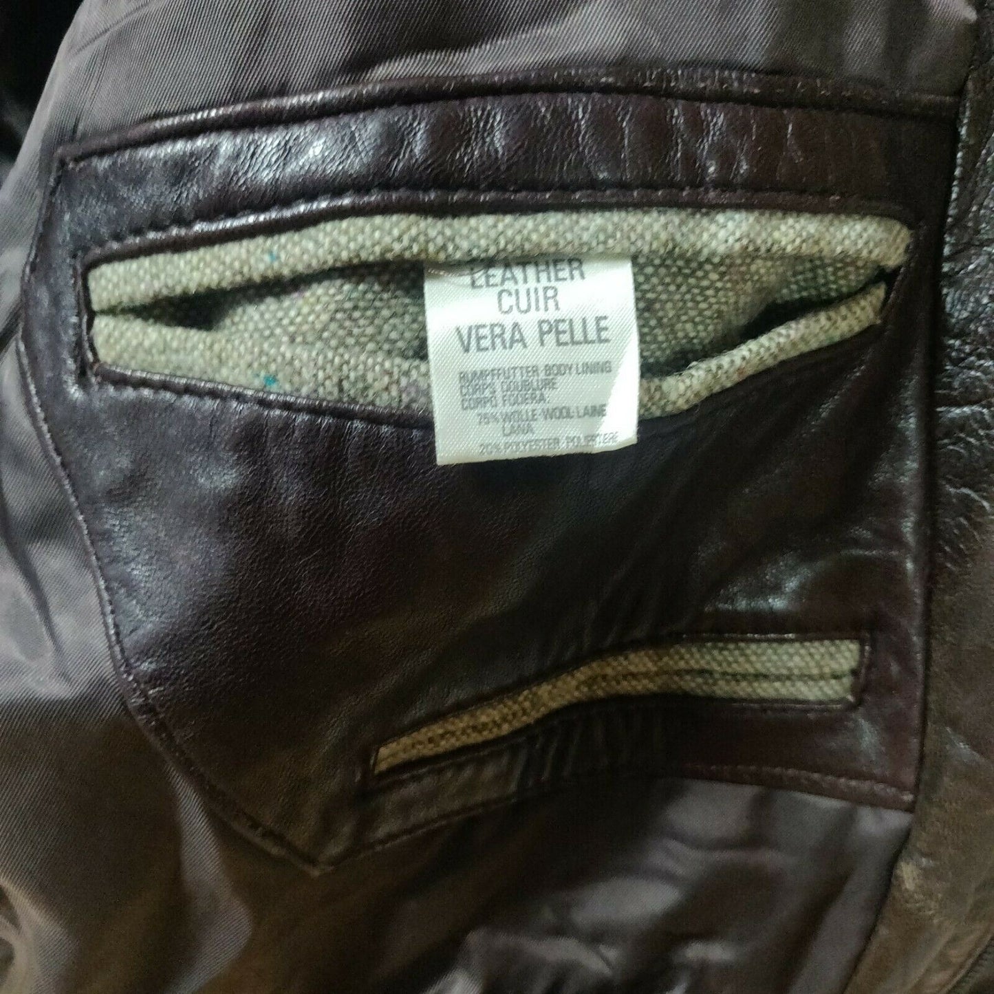 Vera Pelle Vintage Brown Leather Jacket Men Size Large