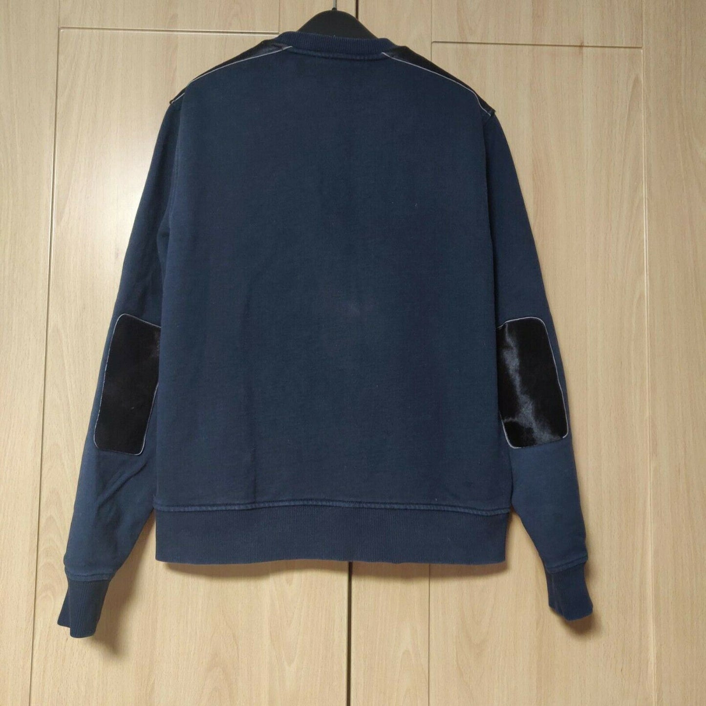 Michael Kors Navy Sweatshirt Crewneck Leather Shoulder Pads Men Size Large