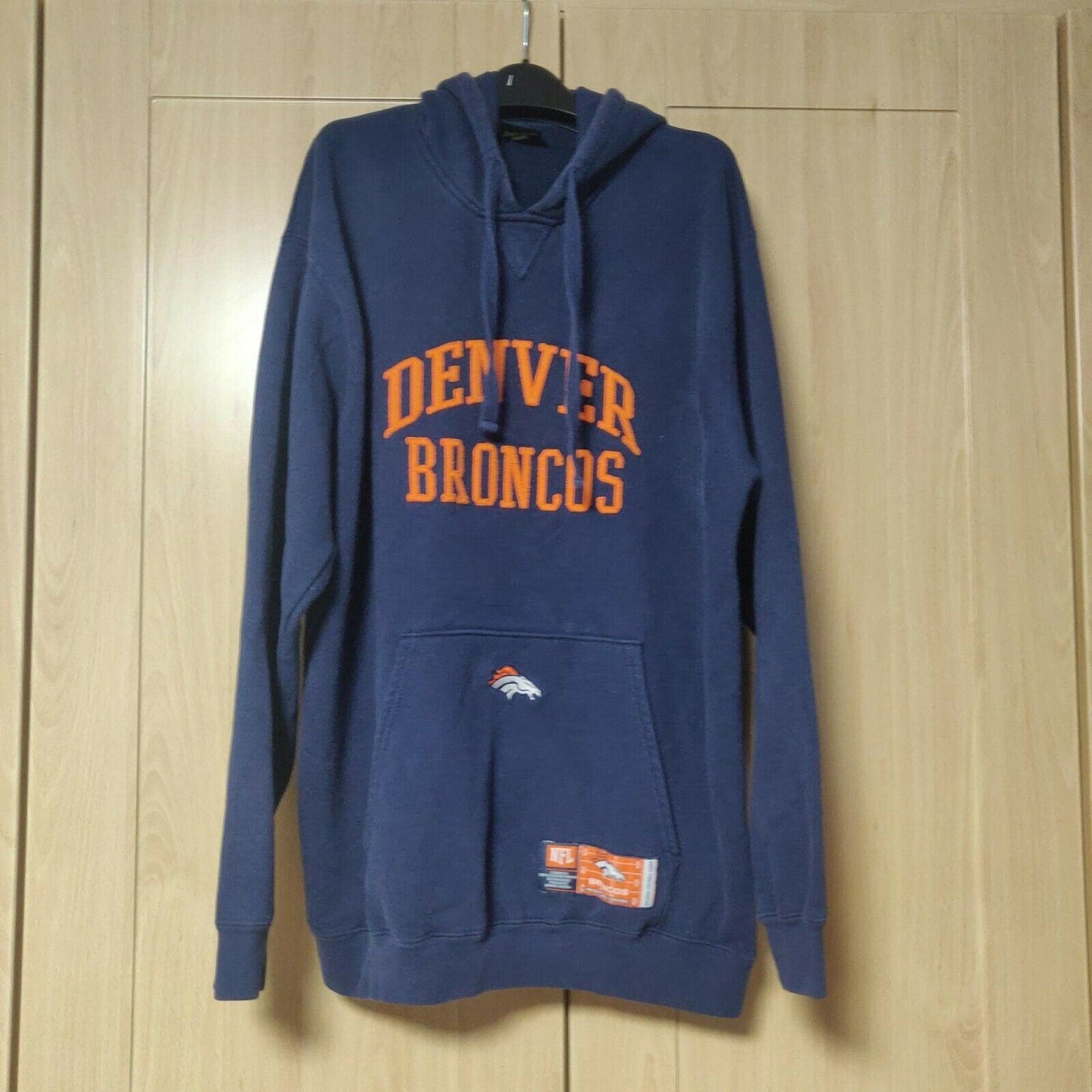 NFL Denver Broncos Navy Pullover Hoodie Long Sleeve Men Size Large
