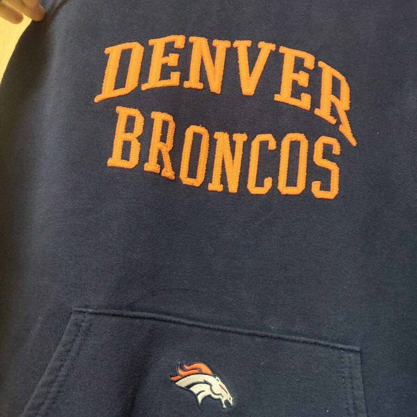 NFL Denver Broncos Navy Pullover Hoodie Long Sleeve Men Size Large
