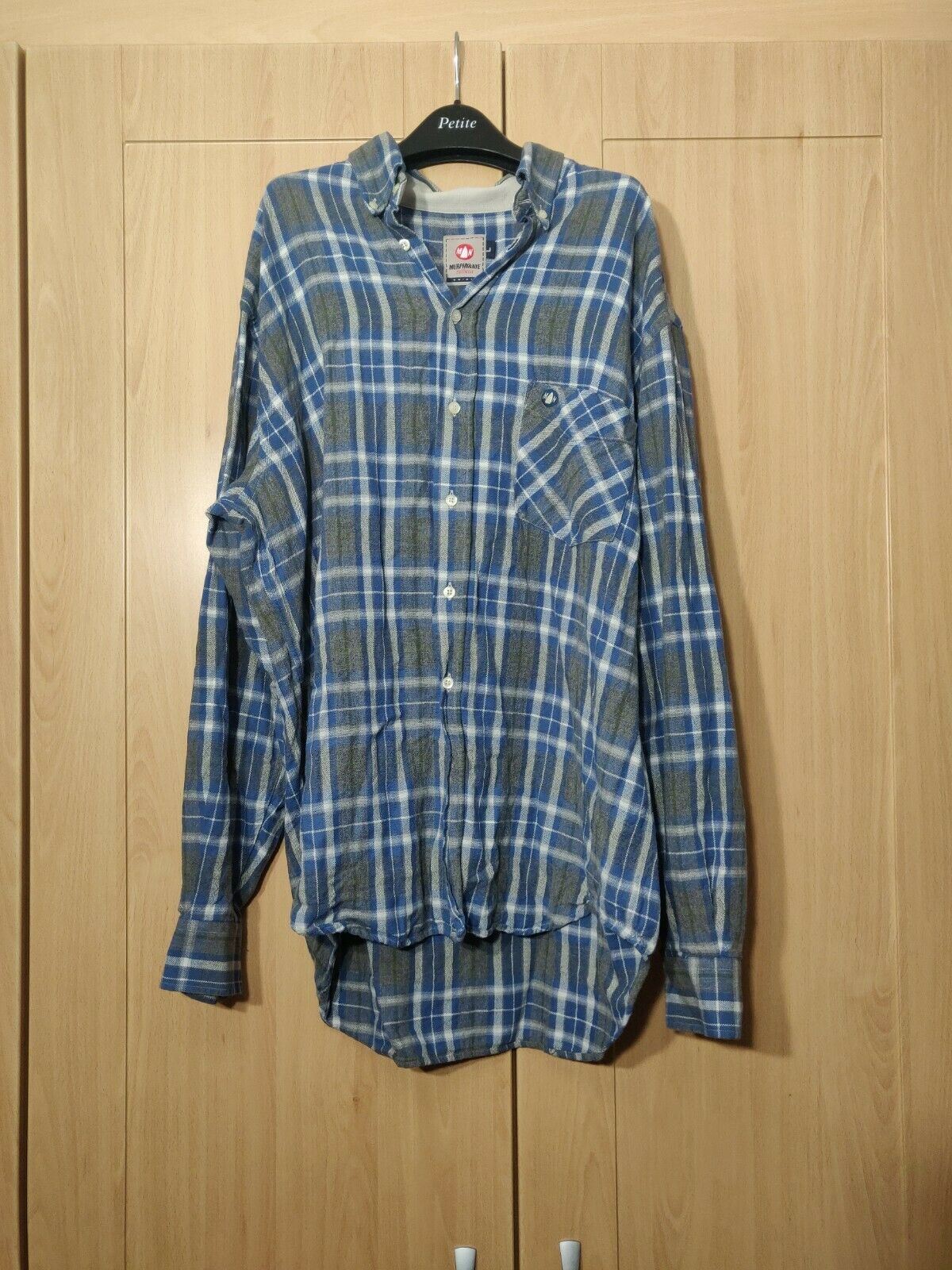 Murphy &Nye Sailwear vintage blue plaid shirt men Large