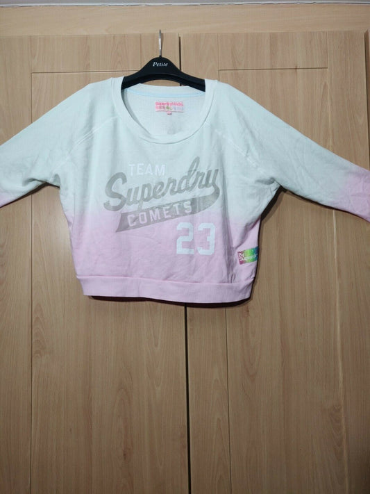 Superdry Comets 23 Blue And Pink Vintage Jumper Women Size Small