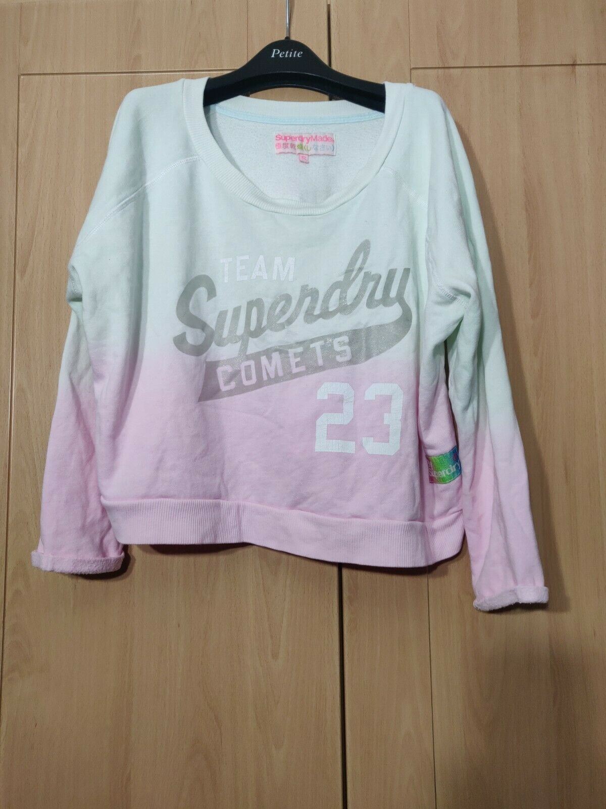 Superdry Comets 23 Blue And Pink Vintage Jumper Women Size Small