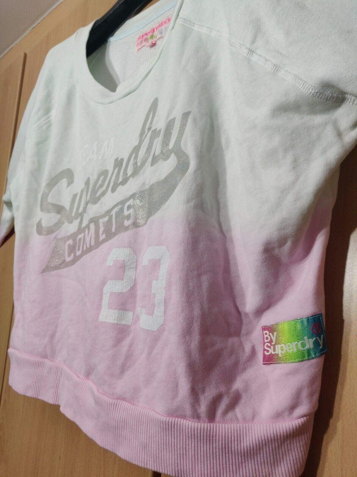 Superdry Comets 23 Blue And Pink Vintage Jumper Women Size Small