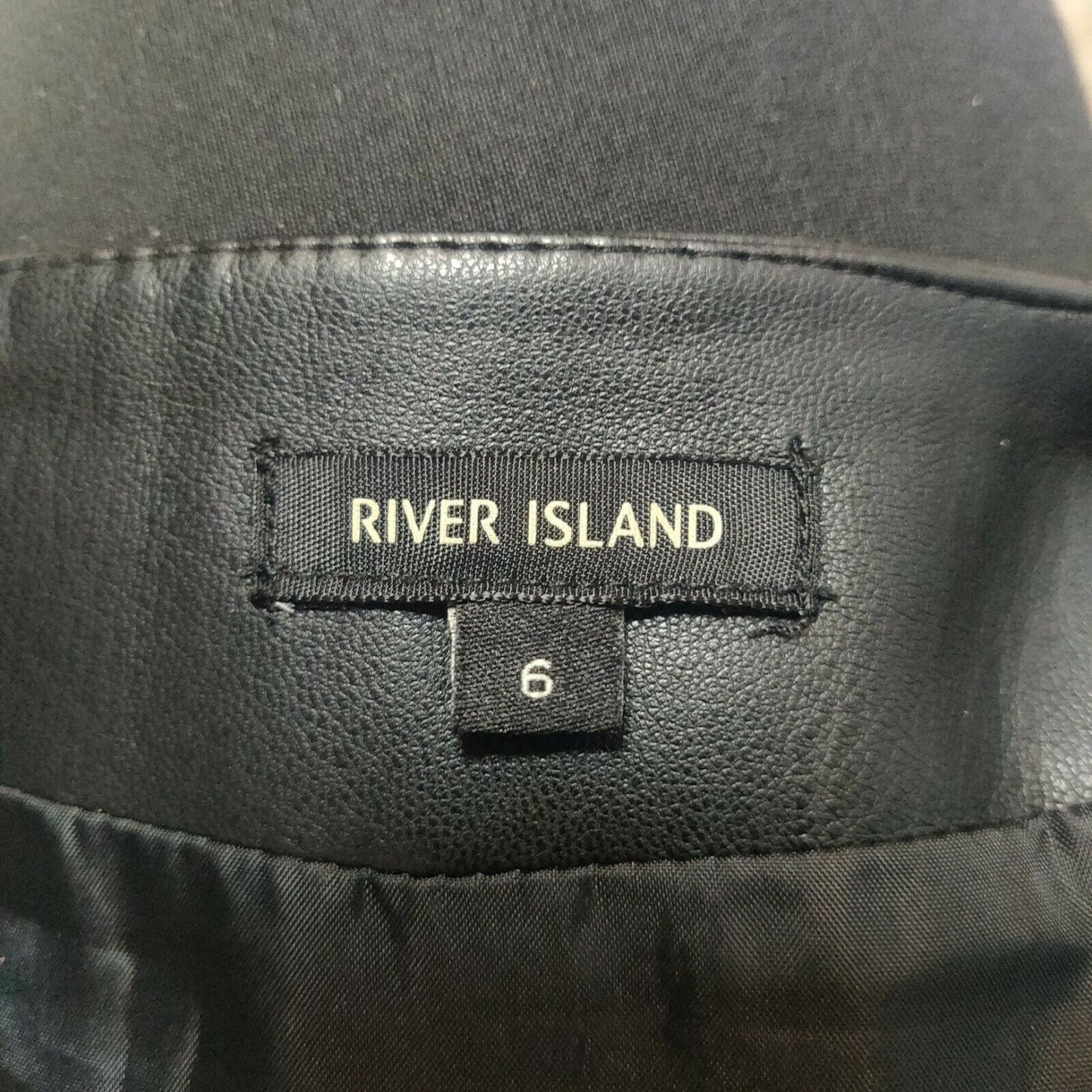 River Island Black Leather Skirt Embroidered Flowers Women Size UK 6