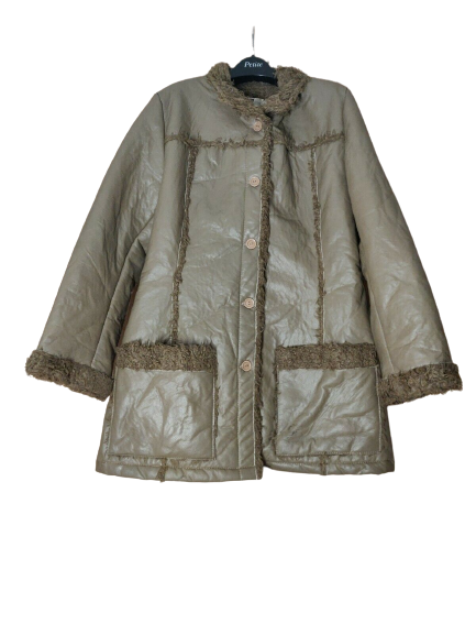 Ama Zinc Light Grey Button-Up Leather vintage Jacket women's Large