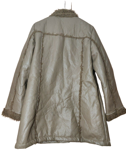 Ama Zinc Light Grey Button-Up Leather vintage Jacket women's Large