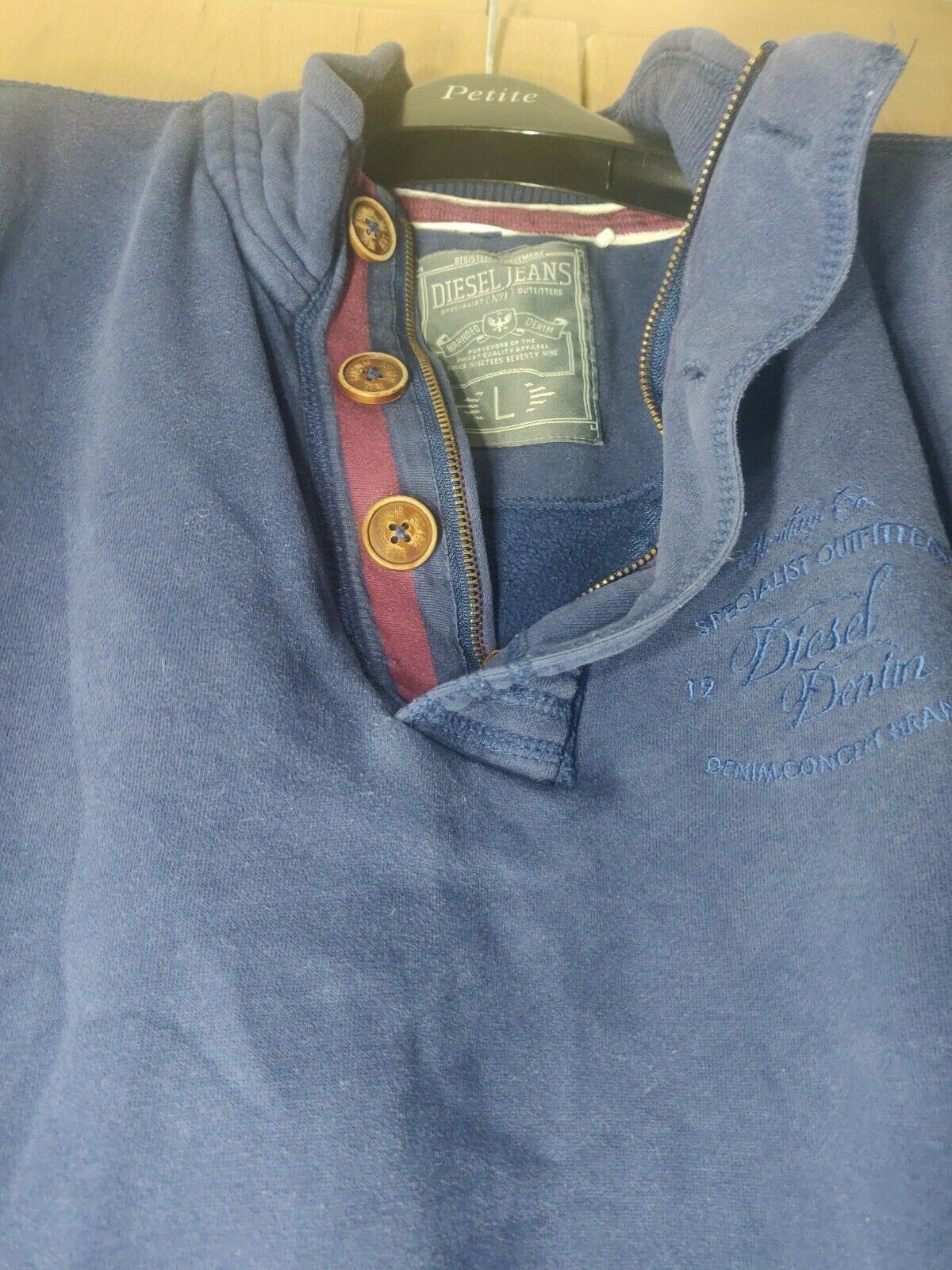 Diesel Jeans Vintage Navy Half-Zip Jumper Size Large