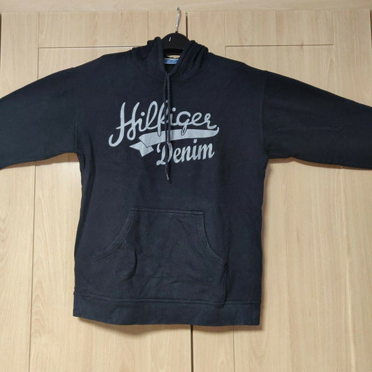 Tommy Hilfiger Vintage Black Pullover Hoodie Men Size Large