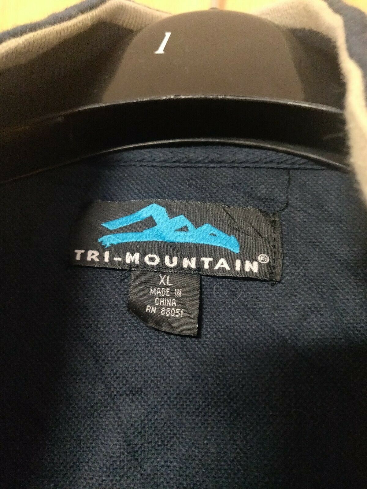 Tri-Mountain Blue Sweatshirt Long Sleeve 1/4 Zip Men Size XL