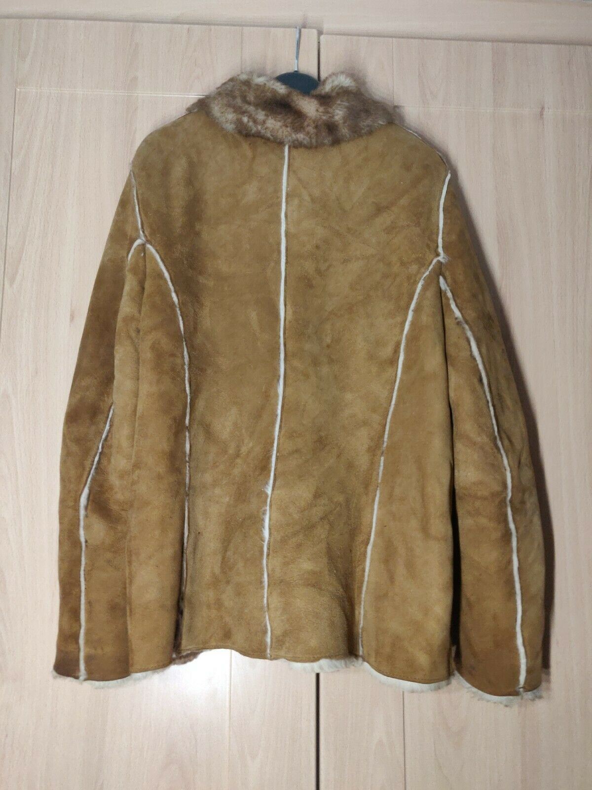 Brown Leather vintage Jacket With Fur Linning Women Size 36