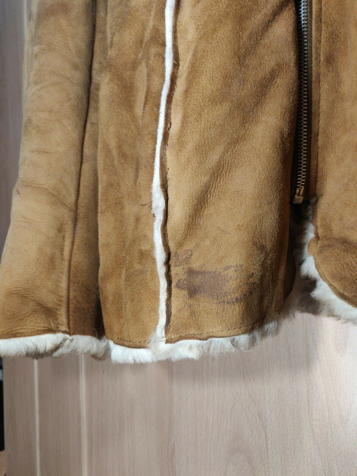 Brown Leather vintage Jacket With Fur Linning Women Size 36