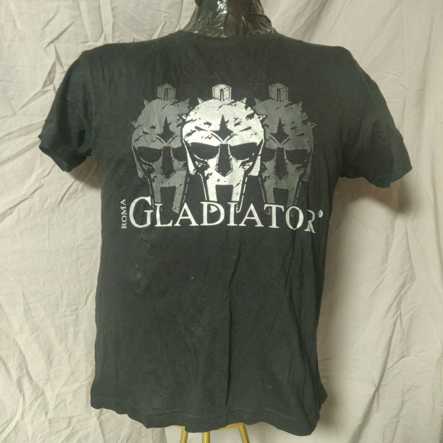 Roma Gladiator Black T-shirt Short Sleeve Men Size Medium