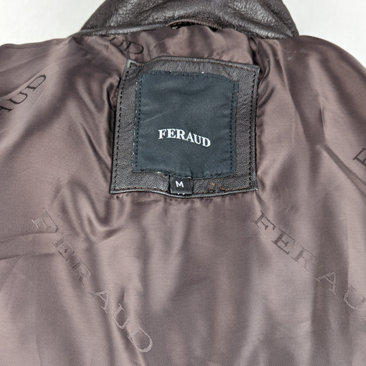 Feraud Brown Leather Motorcycle Biker Bomber Jacket Men Size Medium