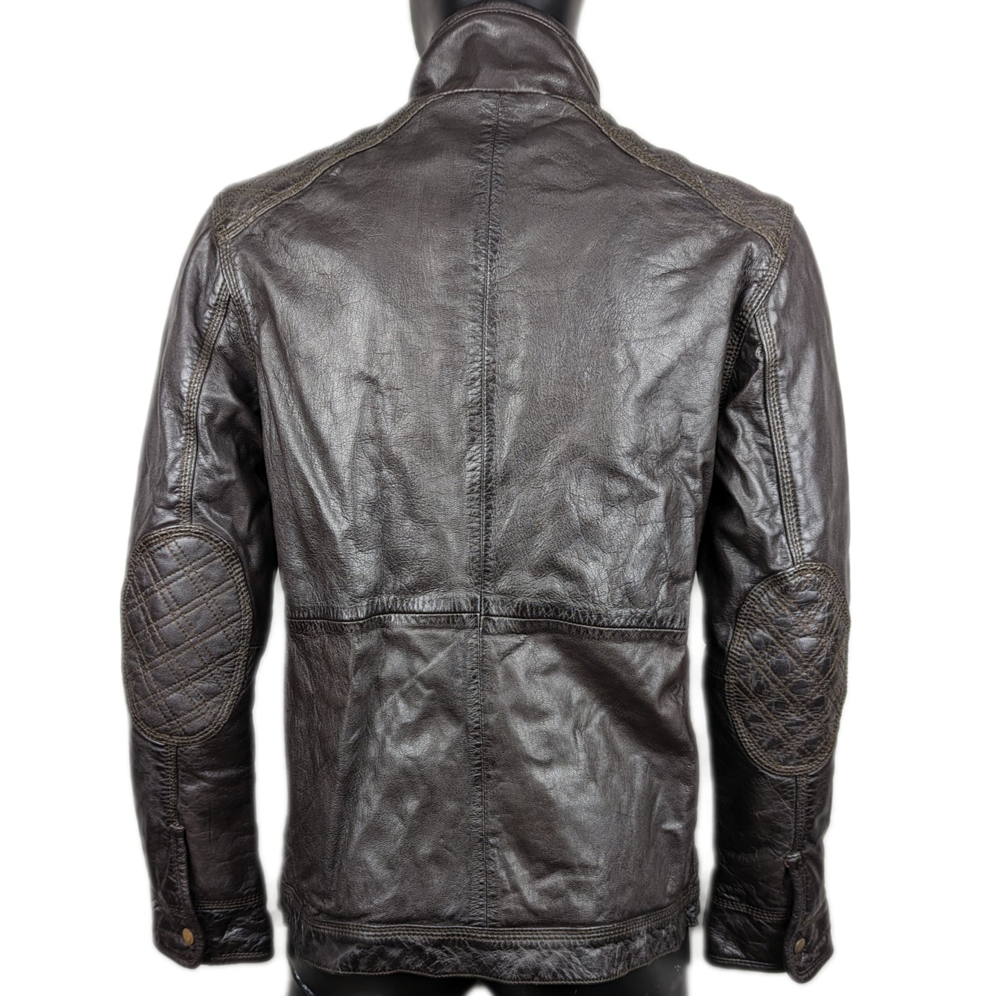 Feraud Brown Leather Motorcycle Biker Bomber Jacket Men Size Medium