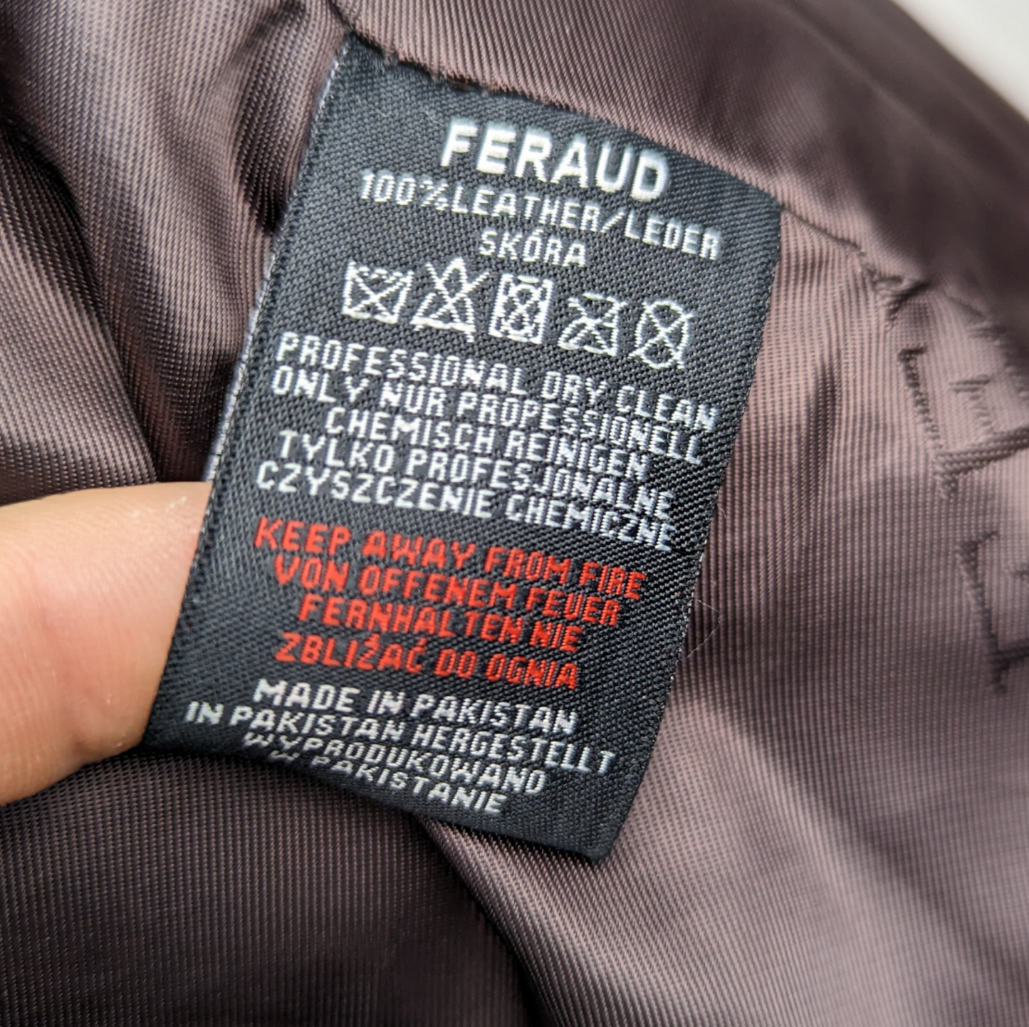 Feraud Brown Leather Motorcycle Biker Bomber Jacket Men Size Medium