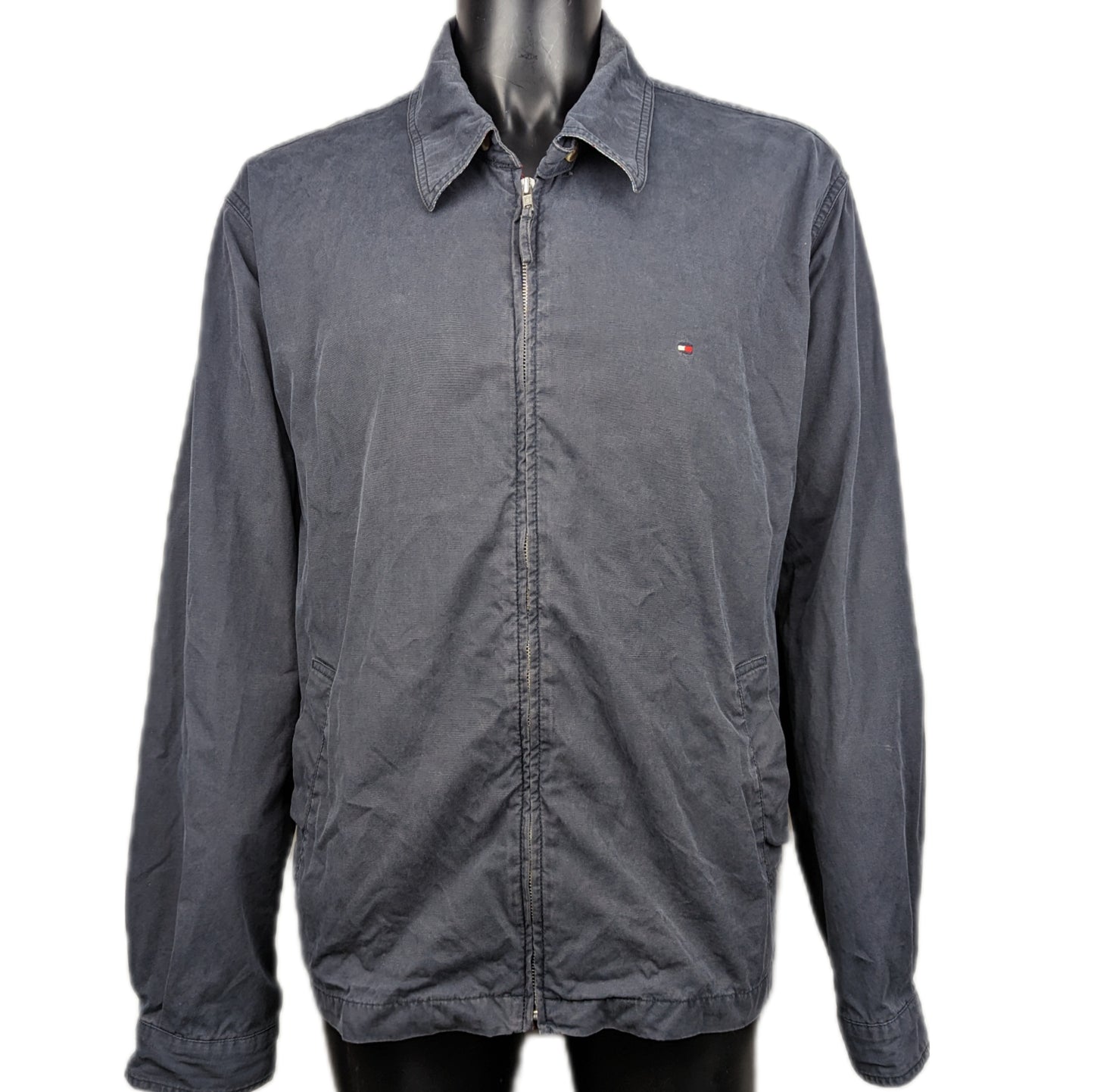 Tommy Hilfiger Navy Cotton Bomber Jacket Men Size XL