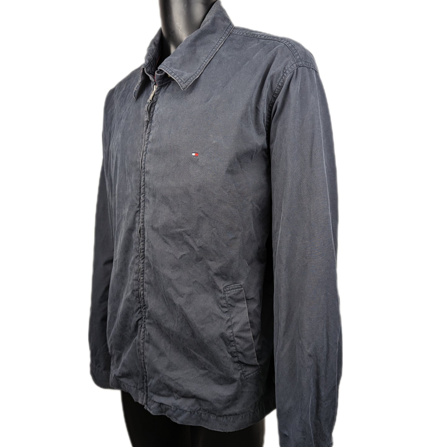 Tommy Hilfiger Navy Cotton Bomber Jacket Men Size XL