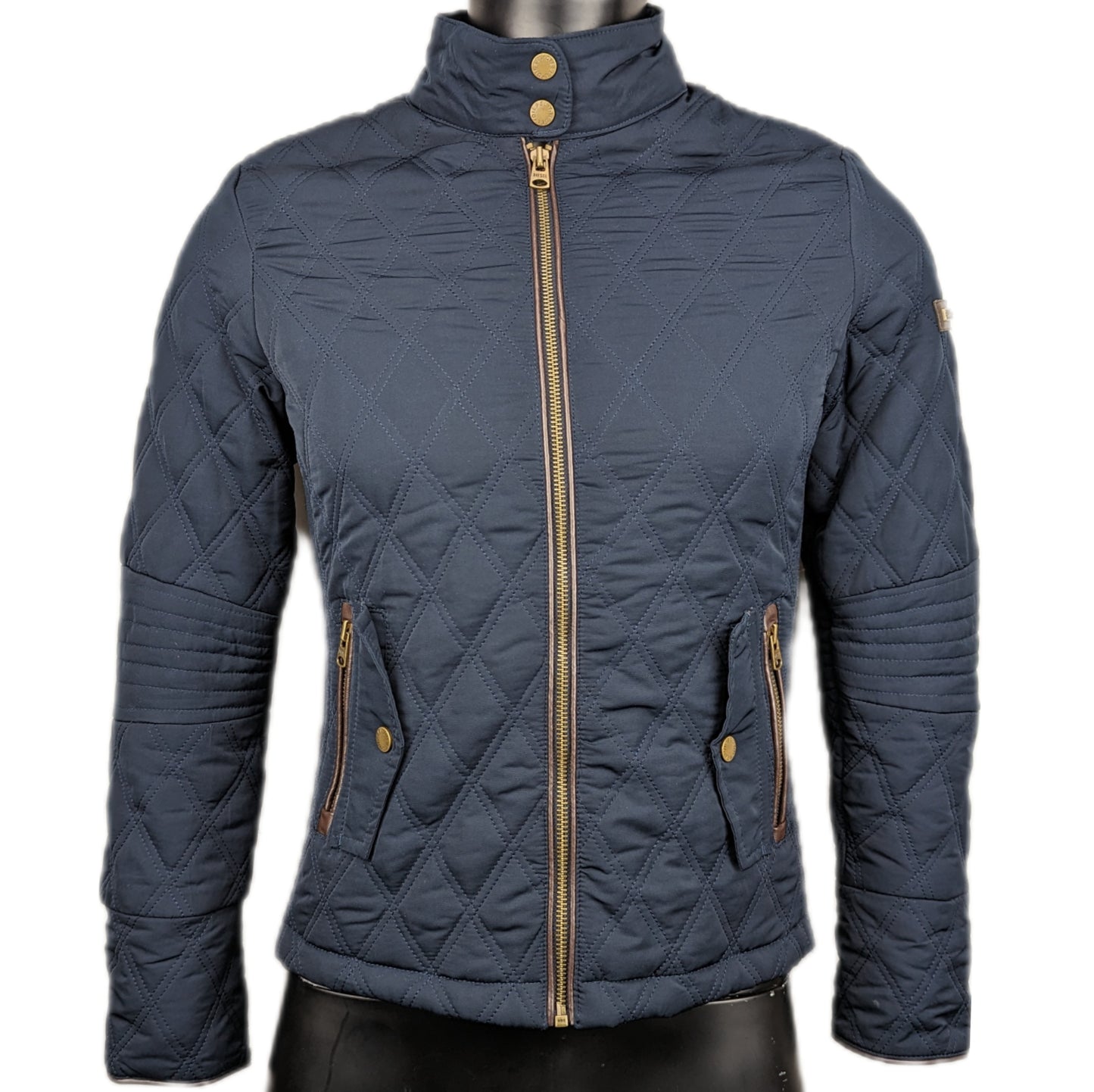 Diesel Navy Blue Diamond Quilted Lightweight Puffer Jacket Women Size Small