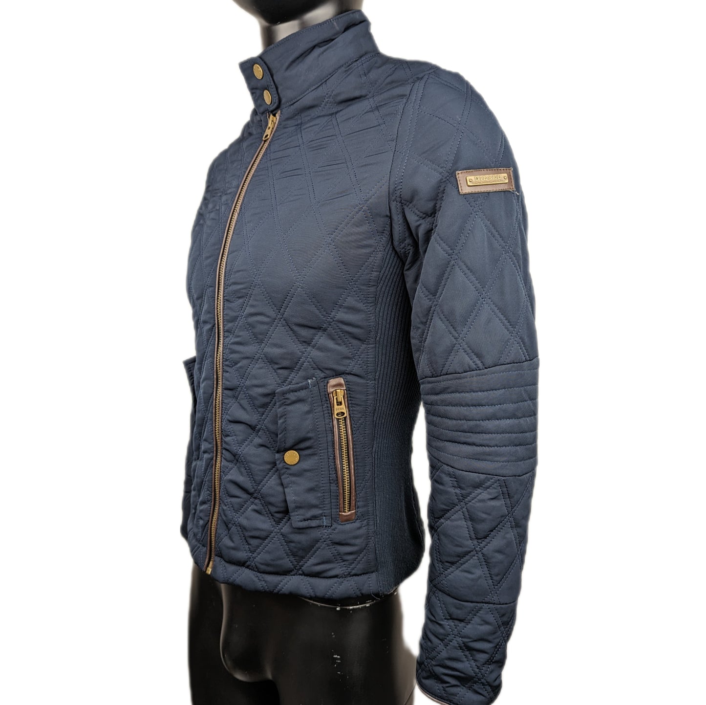 Diesel Navy Blue Diamond Quilted Lightweight Puffer Jacket Women Size Small