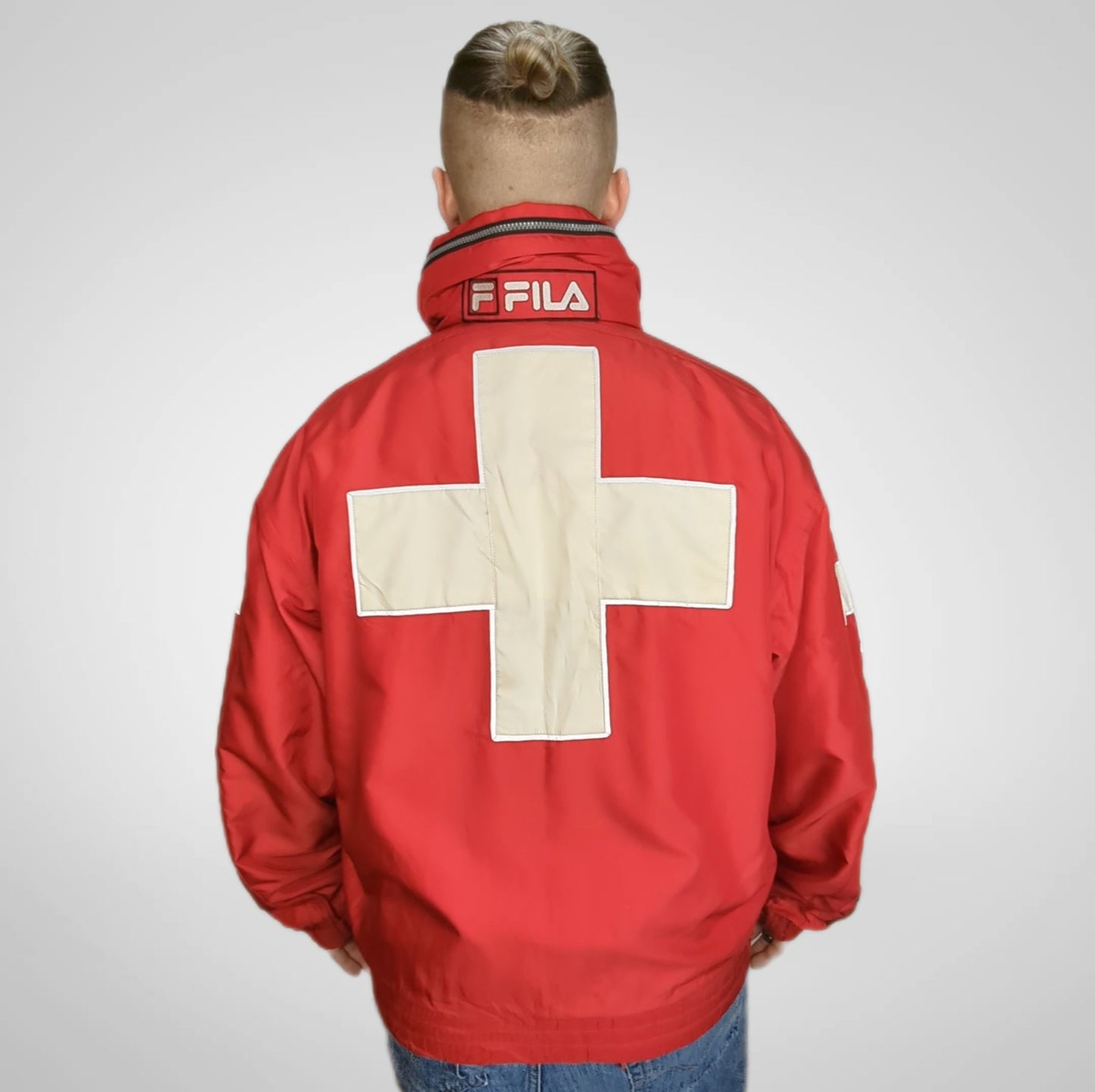 Fila Red Vintage Retro Windbreaker Jacket Men Size Large