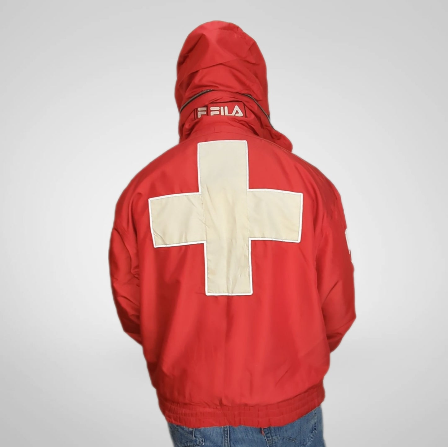 Fila Red Vintage Retro Windbreaker Jacket Men Size Large