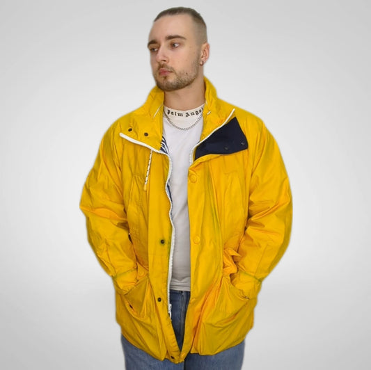 Nautica Vintage Yellow Cotton Windbreaker Jacket Men Size Medium
