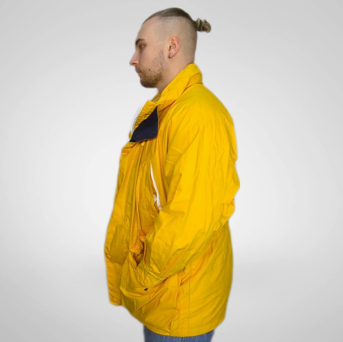 Nautica Vintage Yellow Cotton Windbreaker Jacket Men Size Medium