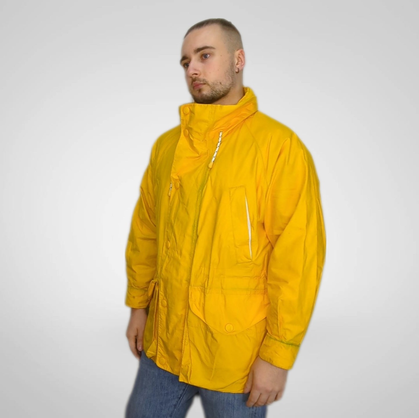 Nautica Vintage Yellow Cotton Windbreaker Jacket Men Size Medium