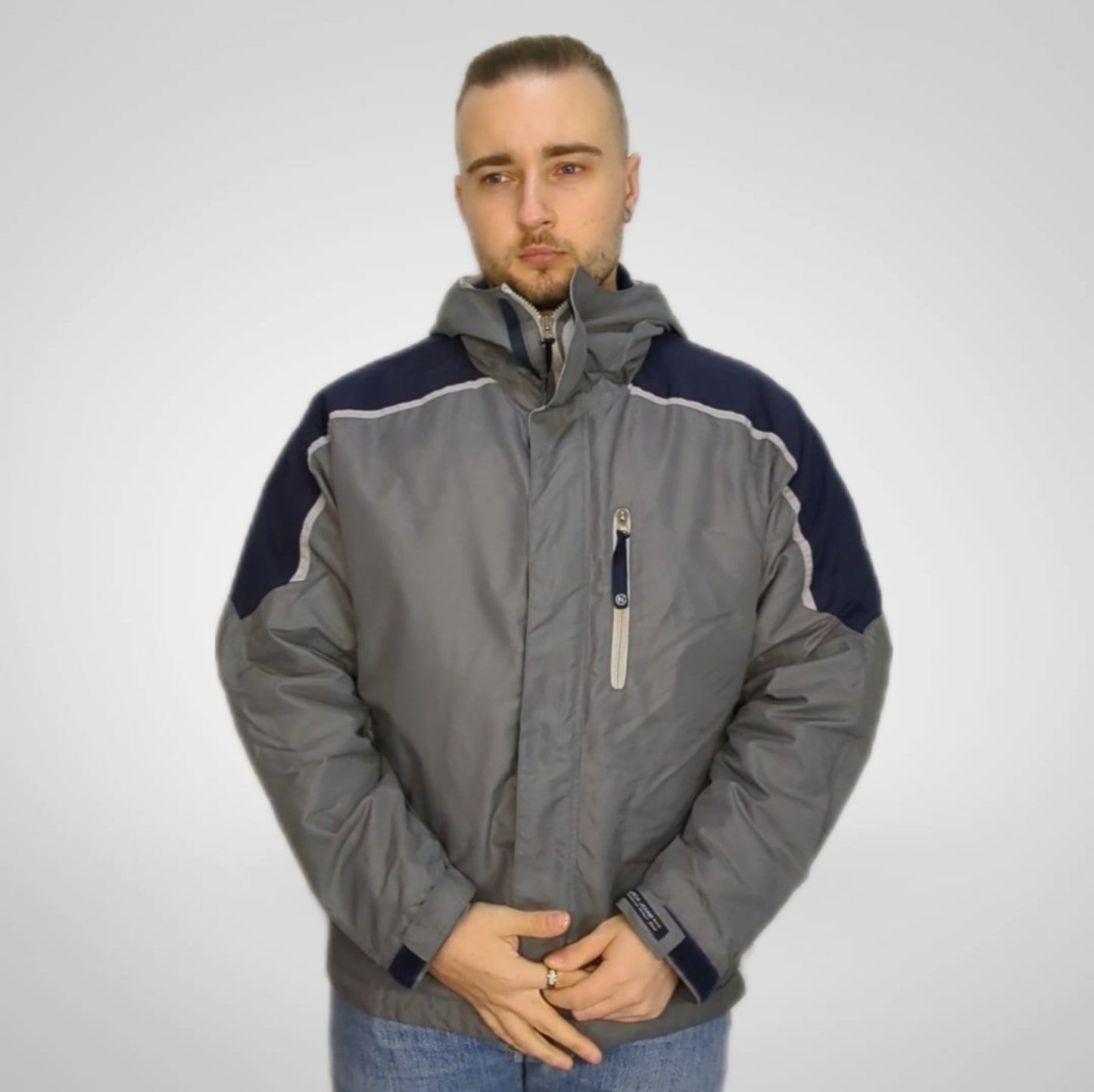 Nautica Jeans Vintage NJC45 Grey Winter Jacket Men Size Medium