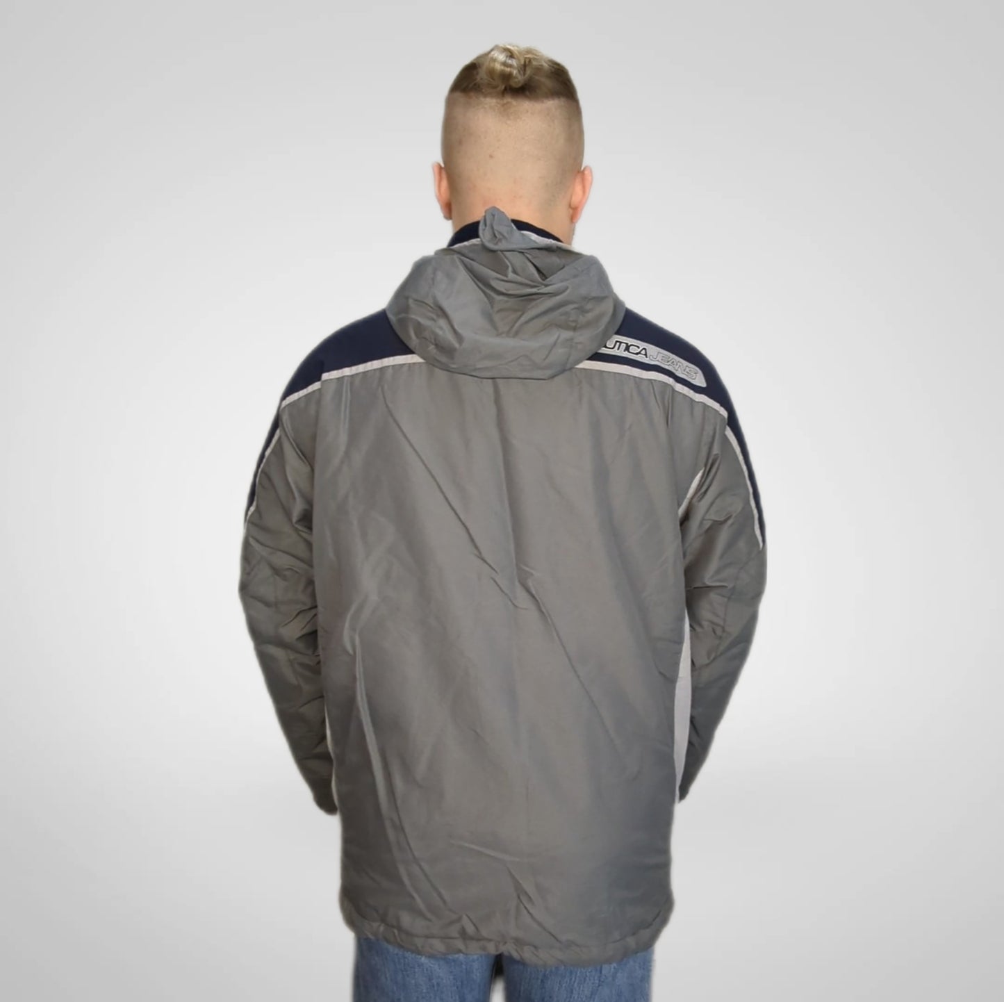 Nautica Jeans Vintage NJC45 Grey Winter Jacket Men Size Medium