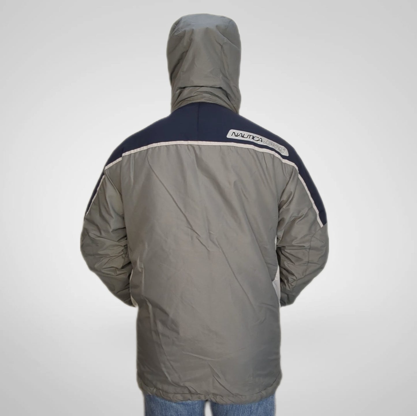 Nautica Jeans Vintage NJC45 Grey Winter Jacket Men Size Medium