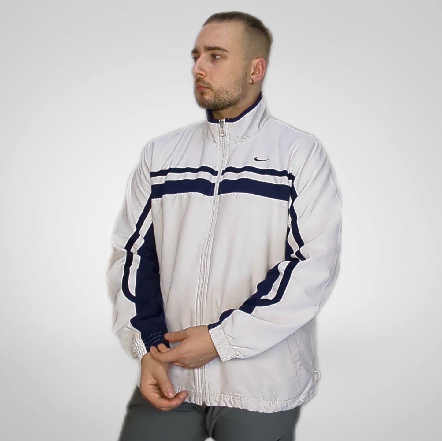 Nike Vintage White Track Jacket Men Size Large