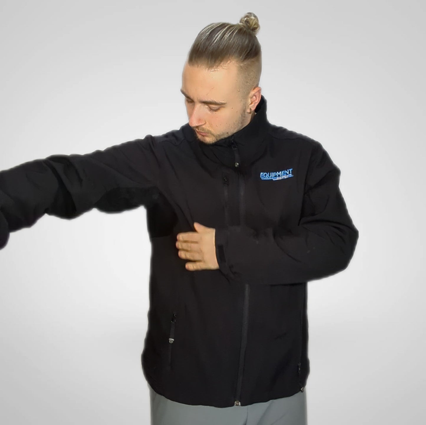 Rebook Vintage Equipment Depot Black Windbreaker Jacket Men Size XL