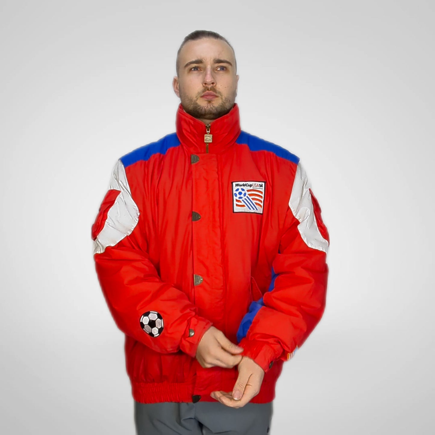 Nutmeg World Cup USA 1994 Vintage Retro Red Jacket Men Size XL