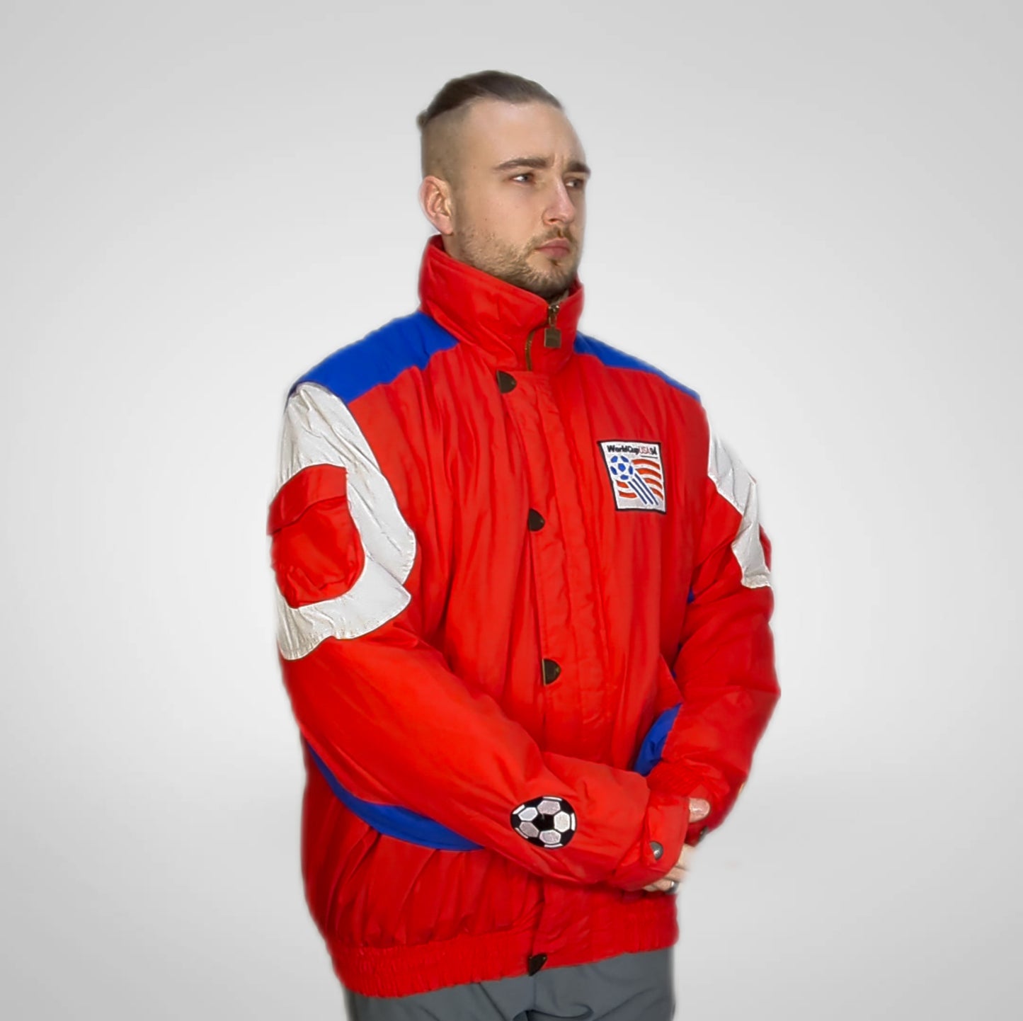 Nutmeg World Cup USA 1994 Vintage Retro Red Jacket Men Size XL