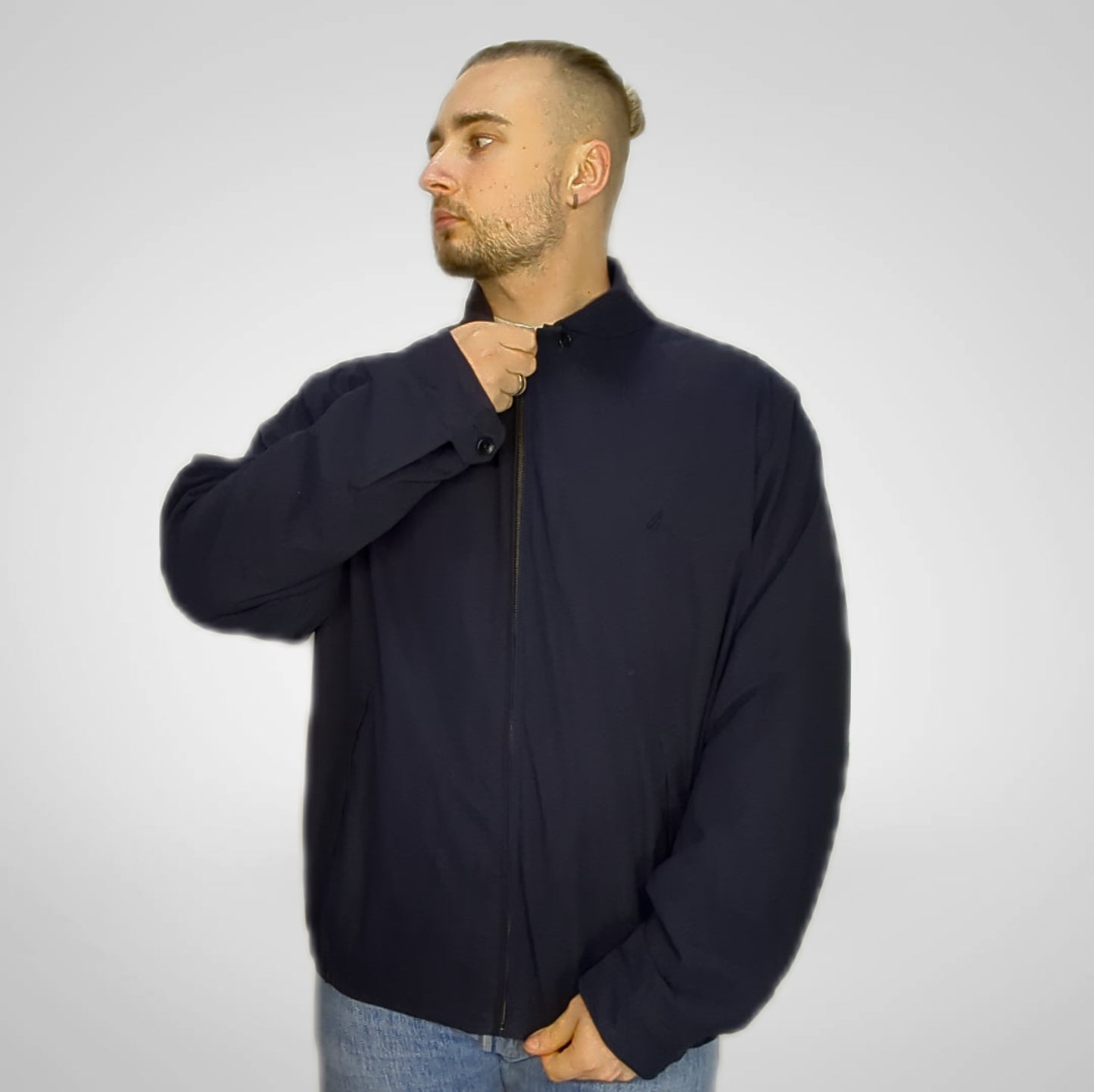 Nautica Vintage Navy Bomber Jacket Men Size XL