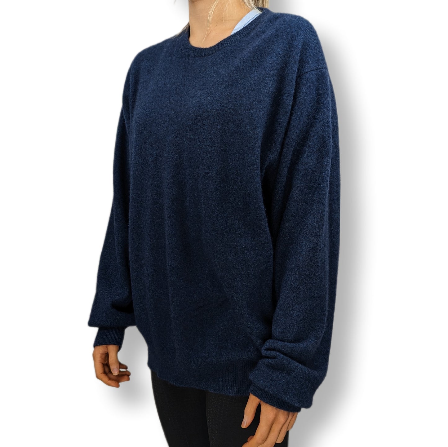 Dunedin Blue 100% Cashmere Crew Neck Sweater Women Size XXL