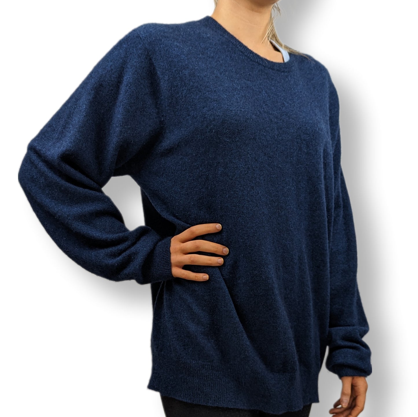 Dunedin Blue 100% Cashmere Crew Neck Sweater Women Size XXL