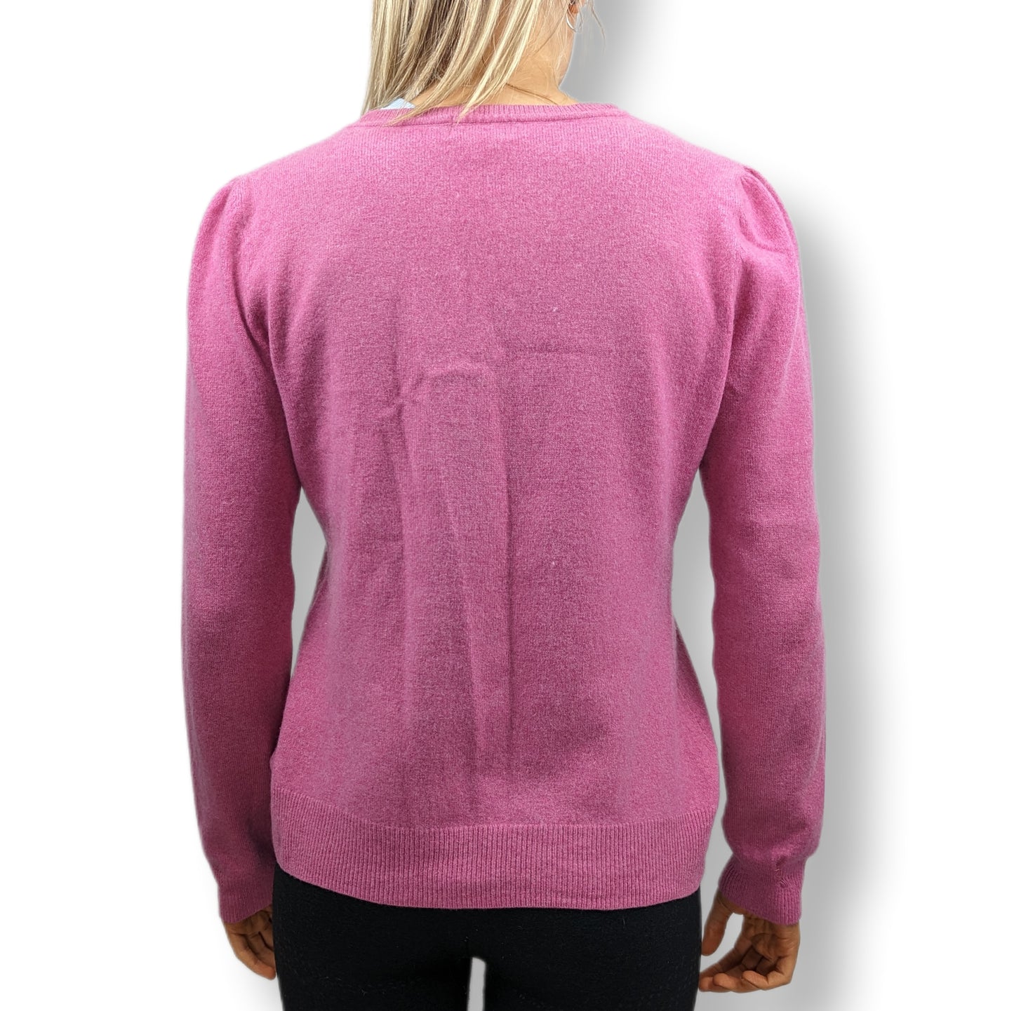 F&F 100% Cashmere Pink V Neck Sweater Women Size UK 14