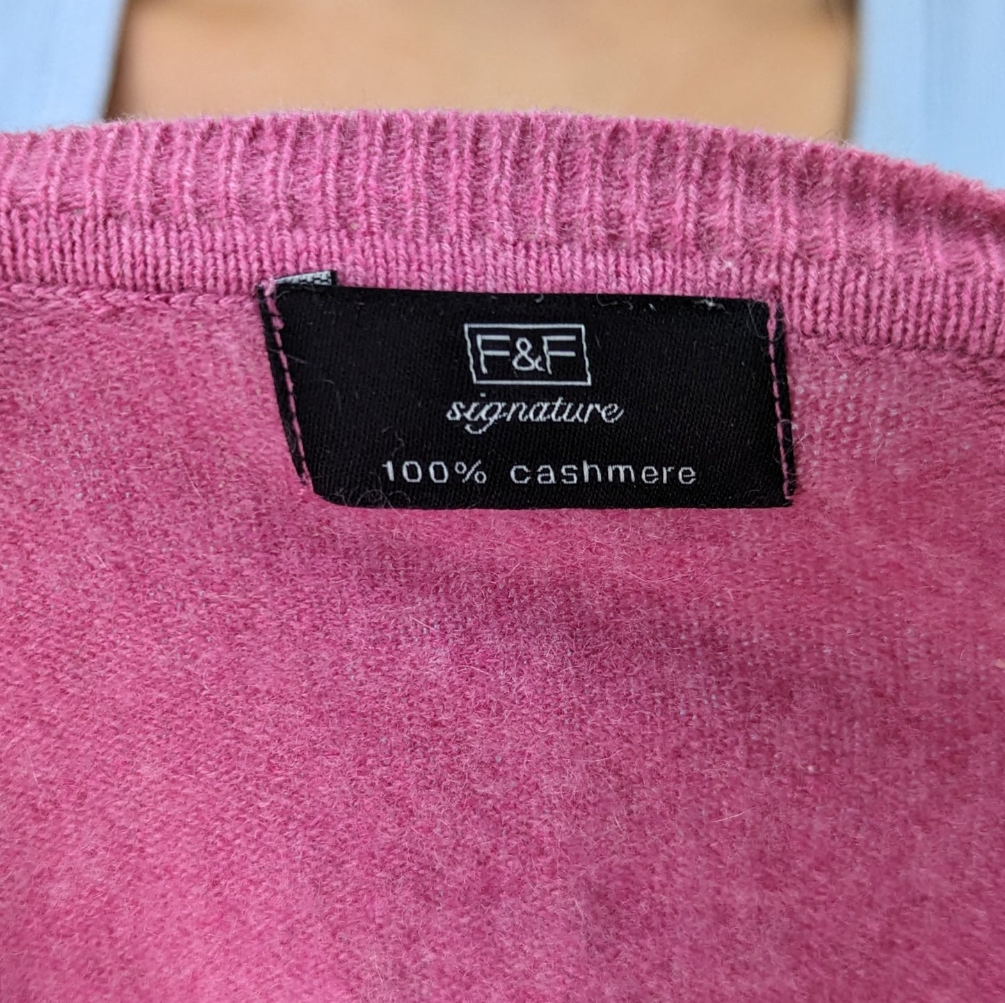 F&F 100% Cashmere Pink V Neck Sweater Women Size UK 14