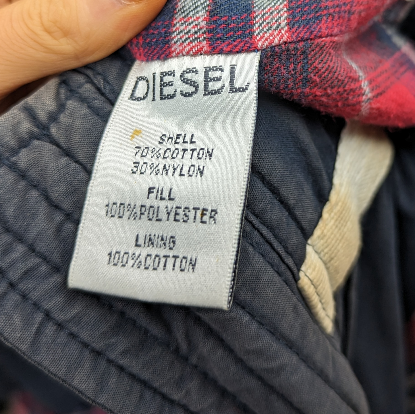 Diesel Vintage Navy Puffer Gilet Faux Fur Hood Women Size Small